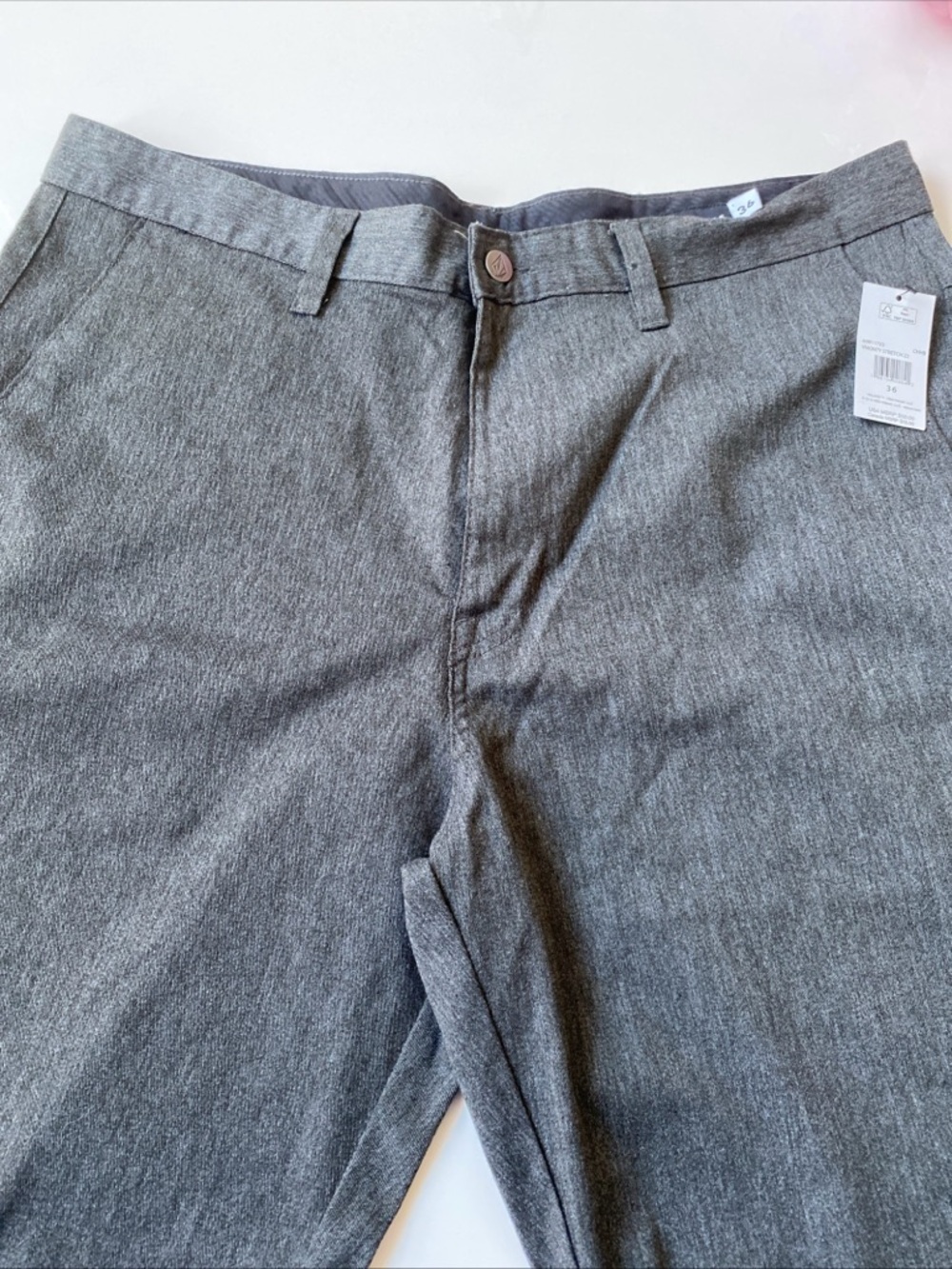Volcom Gray shorts W36” NWT  - Classic Tailored Style flat front logo 9” inseam